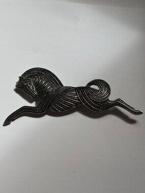 Vintage Silver Tone Running Horse Brooch Pin | Art Deco Style Equestrian
